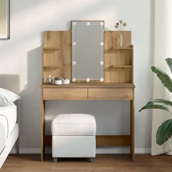 Toaletní stolek Toaletní stolek s LED osvětlením dub artisan 96 x 40 x 142 cm