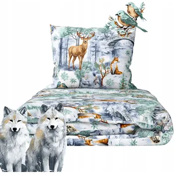 Povlečení Povlečení 140x200 + 1x70x80 cm, 140 g/m2, 100% BAVLNA, Winter Forest Green