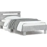 Rám postele s čelem a LED osvětlením betonově šedý 90 x 190 cm