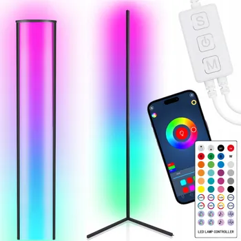 Stojací lampa ROHOVÁ STOJACÍ LAMPA RGB LED DÁLKOVÝ OVLADAČ APLIKACE Bluetooth 152 cm