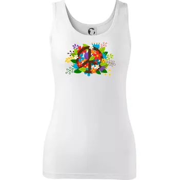 Dámské oblečení Peace symbol prorostlý květinami - Dámské tílko - S ( Bílá )