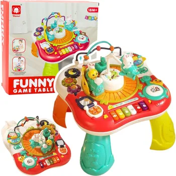 hrací stolek LEAN Toys Vzdělávací interaktivní stůl 2v1 22656 piano červený
