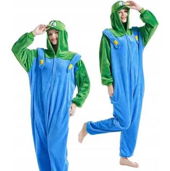 Karnevalový kostým Pyžamo Onesie Kigurumi Kostým Super Mario Luigi S: 145 - 155 cm