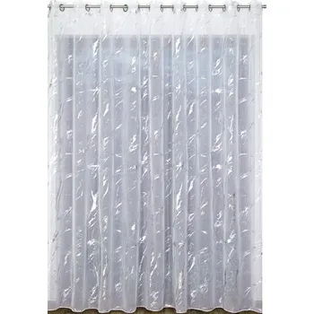 Obraz Záclona mramorovaná bílá etamín s olověným závažím 300x265 cm do obýváku elegantní