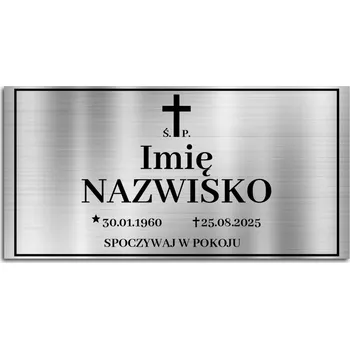 Obraz NÁHROBNÍ DESKA STŘÍBRNÁ 40X20 CM HLINÍKOVÁ - JMÉNO A PŘÍJMENÍ NA HROB
