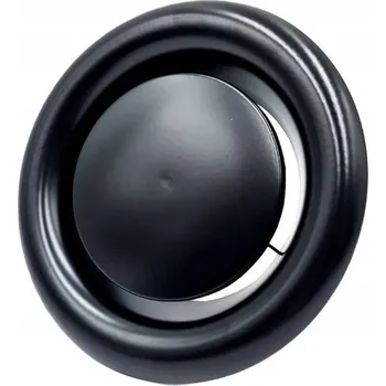 Větrací mřížka VÝFUKOVÝ ANEMOSTAT 80mm ČERNÝ KOVOVÝ RÁMEČEK MONTÁŽNÍ HOUBIČKA TLUMÍCÍ