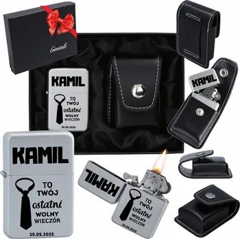 Zapalovač Zapalovač Benzínový Stříbrný + Pouzdro Dárková Sada pro Rozlučka Se Svobodou gravírování