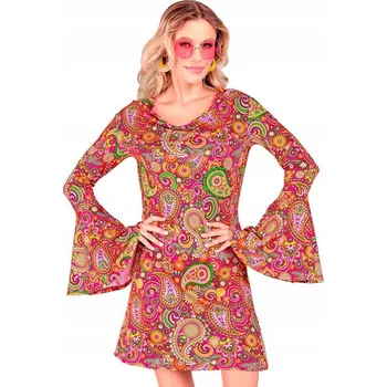 Karnevalový kostým Kostým šaty léta 60 70 hippie paisley růžová XL