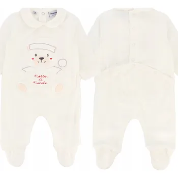 Kojenecké oblečení Roztomilý bavlněný overal pro miminko s medvídkem, bílý, velikost 9M (68 cm)