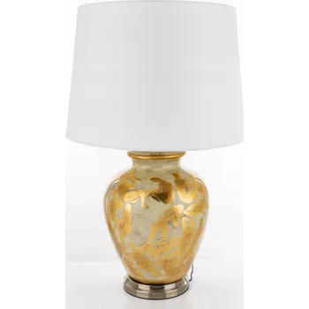 Lampička Stolní lampa se světlým stínidlem, keramická, klasická, dekorativní lampička