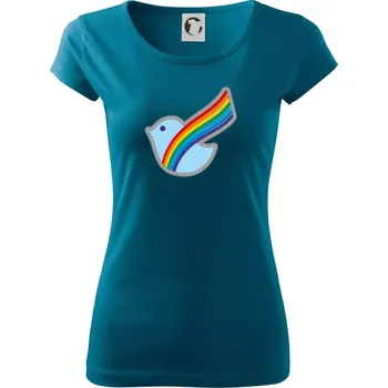 Dámské tričko Duhová holubice - Dámské triko Pure - M ( Petrolejová )