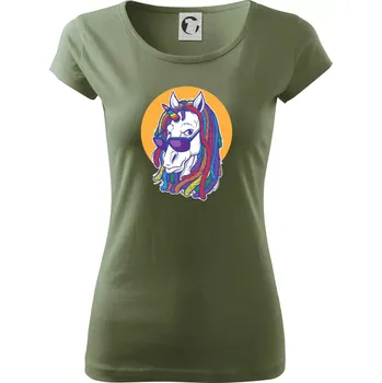 Dámské tričko Rasta unicorn - Dámské triko Pure - XS ( Khaki )