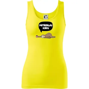 Dámské tričko Potřebuju kávu lenochod - Dámské tílko - M ( Citrónová )