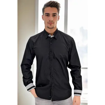 Černá pánská košile Dewberry dewberry černá | vícebarevná 3467357