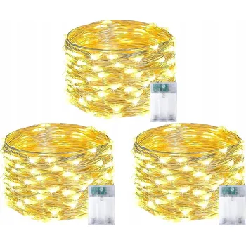 Vánoční dekorace DRÁTKOVÉ SVĚTELNÉ ŘETĚZY 5m 50 LED BÍLÁ TEPLÁ NA BATERIE K DEKORACI NA VÁNOČNÍ STROMEK