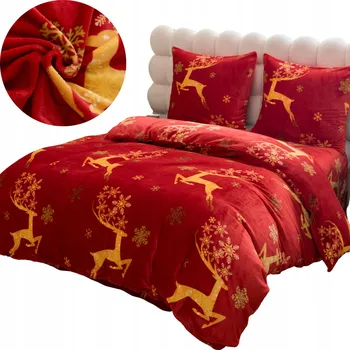 Povlečení SILNÉ POVLEČENÍ 160X200 FLEECOVÁ VÁNOČNÍ SADA MEDVÍDEK, 4 DÍLY TEPLA