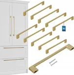SADA 10x NÁBYTKOVÁ ÚCHYTKA ZLATÁ TYČ 192 MM PRO NÁBYTEK SKŘÍNĚ ZÁSUVKY DO KUCHYNĚ