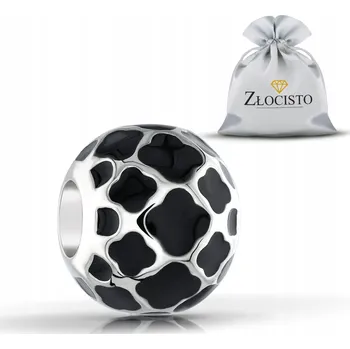 Přívěsek STŘÍBRNÝ KORÁLEK ČERNÉ JETELOVÉ LÍSTKY 925 BEADS CHARMS