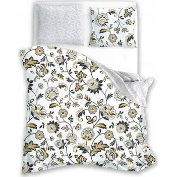 Povlečení Povlečení 220x200 bílé béžové šedé květiny Elegant