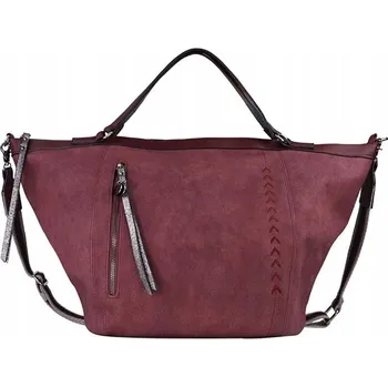 Kabelka Velká kožená kabelka shopper XXL bordó