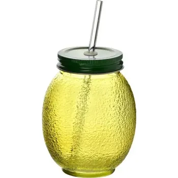 SKLENICE S KOHOUTKEM SKLENĚNÁ NÁDOBA NA LIMONÁDU NÁPOJE VODU VELKÝ HRNEK 550 ML