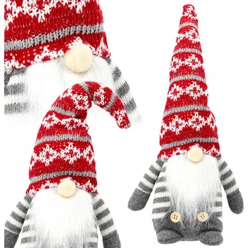 Vánoční dekorace VÁNOČNÍ SKŘÍTEK TRPASLÍK DEKORACE GNÓM SEDÍCÍ VELKÝ ČERVENÝ 36 CM