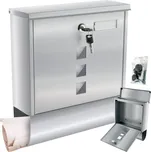 Poštovní schránka Malatec 1187 stříbrná s držákem na noviny