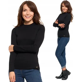 Dámský svetr Moraj dámský golf černý s dlouhým rukávem, svetr s polovičním rolákem, viskóza, perličky, velikost S