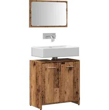 Koupelnový nábytek Koupelnová skříňka se zrcadlem starého dřeva kompozitní dřevo