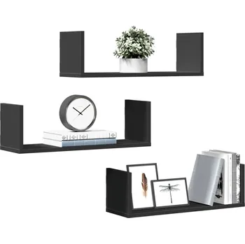 police Nástěnné police 3 ks černé 58 x 18 x 18 cm kompozitní dřevo