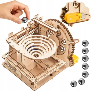 Obraz PUZZLE DŘEVĚNÝ MECHANICKÝ POHYBLIVÝ MODEL DIY KULIČKOVÁ DRÁHA PRO SKLÁDÁNÍ