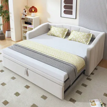 Postel Jednolůžková dřevěná postel Arhatreya 90x200, béžové odstíny