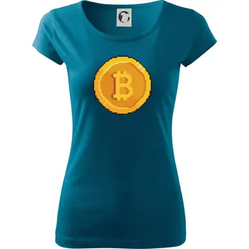 Dámské tričko Bitcoin mince - Dámské triko Pure - M ( Petrolejová )