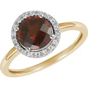 Prsten Dámský prsten žluté zlato 585/1000 přírodní diamant 0.96 ct a s granát GKW47231GRA velikost 52