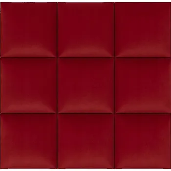 Obraz ČALOUNĚNÉ PANELY 30X30 CM VELUROVÉ NA ZEĎ ČERVENÉ ČELO