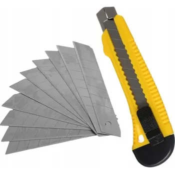 Pracovní nůž SADA NŮŽ NA TAPETY S ODLAMOVACÍM OSTŘÍM 18 MM + 10 KUSŮ ČEPELE NA NŮŽ NA TAPETY