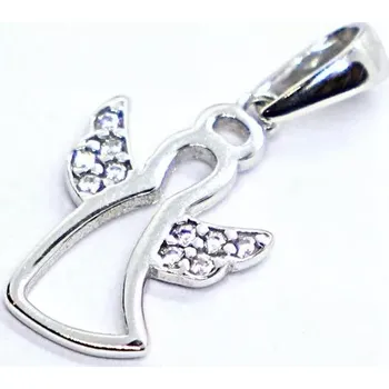 Přívěsek Klenoty Budín Dámský zlatý přívěsek se zirkony andělíček z bílého zlata 585/0,50gr HK3245 (Klenoty Budín Dámský zlatý přívěsek se zirkony andělíček z bílého zlata 585/0,50gr HK3245)