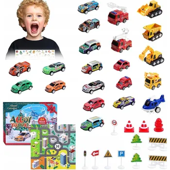 Kalendář Adventní kalendář 2025: 24 dní odpočítávání - Stavební vozidla