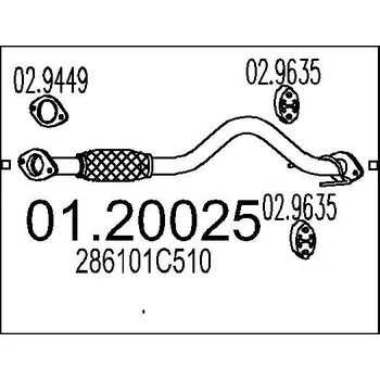 Přední díl výfuku Výfuková trubka MTS 01.20025