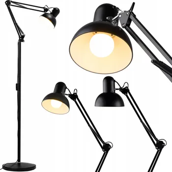 Stojací lampa STOJACÍ LAMPA LED E27 MODERNÍ ČERNÁ NASTAVITELNÁ DO OBÝVÁKU LOFT