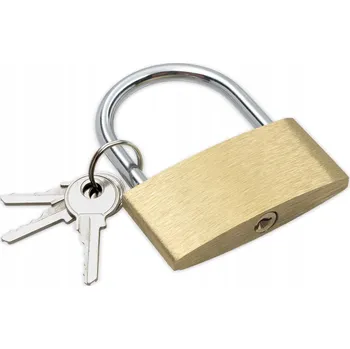 Visací zámek VISACÍ ZÁMEK 60MM MOSAZNÝ ZACVAKÁVACÍ KALENÝ OBLOUK ZLATÝ 3 KLÍČE