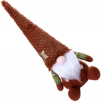 Vánoční dekorace Vánoční skřítek dekorace Mikuláš 40 cm sedící hnědý trpaslík gnóm