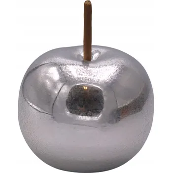 Obraz KERAMICKÁ FIGURKA JABLKO STŘÍBRO DEKORACE MALÁ NA STŮL DO KANCELÁŘE DOMOVA 8X10CM