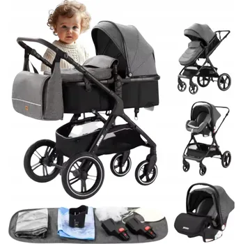 Kočárek DĚTSKÝ KOČÁREK 3V1 YAZOCO - SPORTOVNÍ, HLUBOKÁ KORBA, AUTOSEDAČKA, SKLÁDACÍ