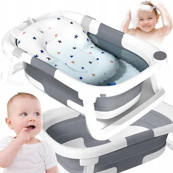 koupací vanička SKLÁDACÍ DĚTSKÁ VANIČKA PREMIUM VELKÁ S FOTELKOU A KOUPELNOVOU PODLOŽKOU 63X43CM