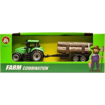 autíčko TRAKTOR S PŘÍVĚSEM NA DŘEVO HRAČKA ZEMĚDĚLSKÉ VOZIDLO PRO DĚTI MALÝ