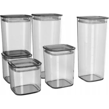 Dóza na potraviny Sada 6 Kuchyňských Dóz na Sypké Potraviny a Koření, Plastové