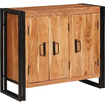 Příborník do zásuvky Boční skříň s dveřmi Hnědá Masivní akáciové dřevo a kov
