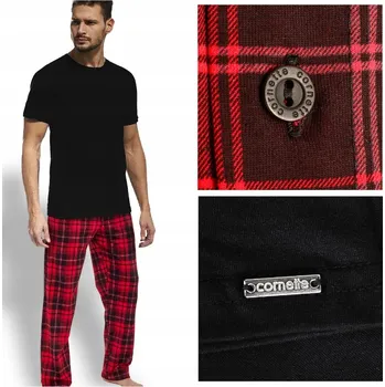 Pánské pyžamo Cornette Vánoční komplet Pánské pyžamo Bavlna Černá Červená vel L