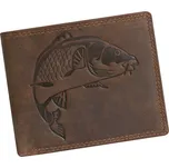 Hnědá broušená kožená peněženka L1172 ryba